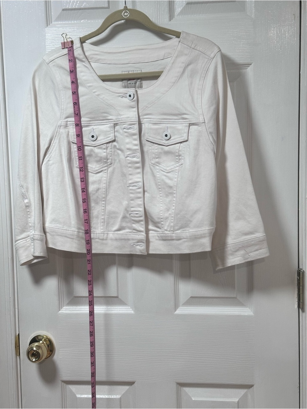 torrid white Collarless Jean Jacket